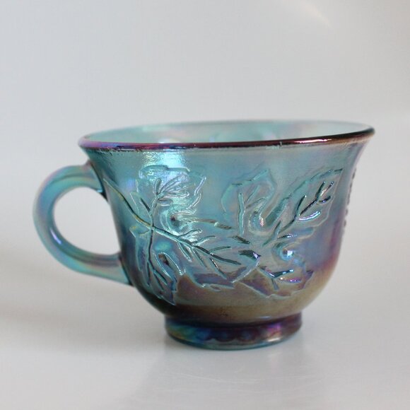 Iridescent Blue Leaf Teacup - Picture 1 of 9